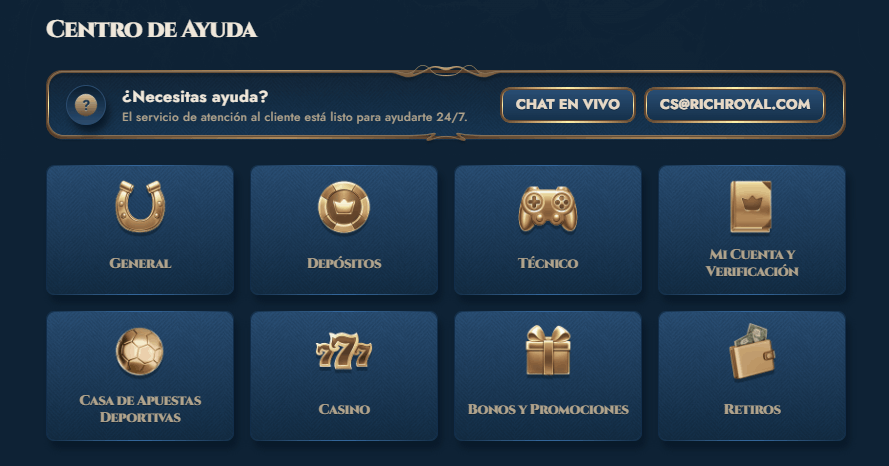 Atención al cliente de Rich Royal Casino